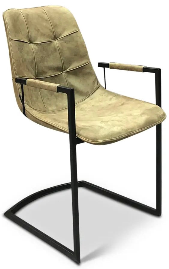 Freischwinger Armlehnenstuhl Condori Kunstleder in 3 Farben Cognac braun Olivgrün Anthrazit