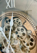 Lade das Bild in den Galerie-Viewer, 66 cm Wanduhr VENEDIG schwarz gold Industrial Metall Uhr Zahnrad bewegend
