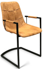 Lade das Bild in den Galerie-Viewer, Freischwinger Armlehnenstuhl Condori Kunstleder in 3 Farben Cognac braun Olivgrün Anthrazit
