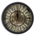 Lade das Bild in den Galerie-Viewer, Kleine Wanduhr Industrie Stil Zahnrad Zählwerk 50 cm Schwarz.
