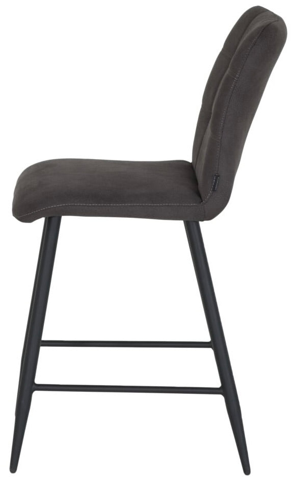 Tabouret de bar en microfibre Dexy disponible en 3 couleurs : anthracite, cognac et vert olive