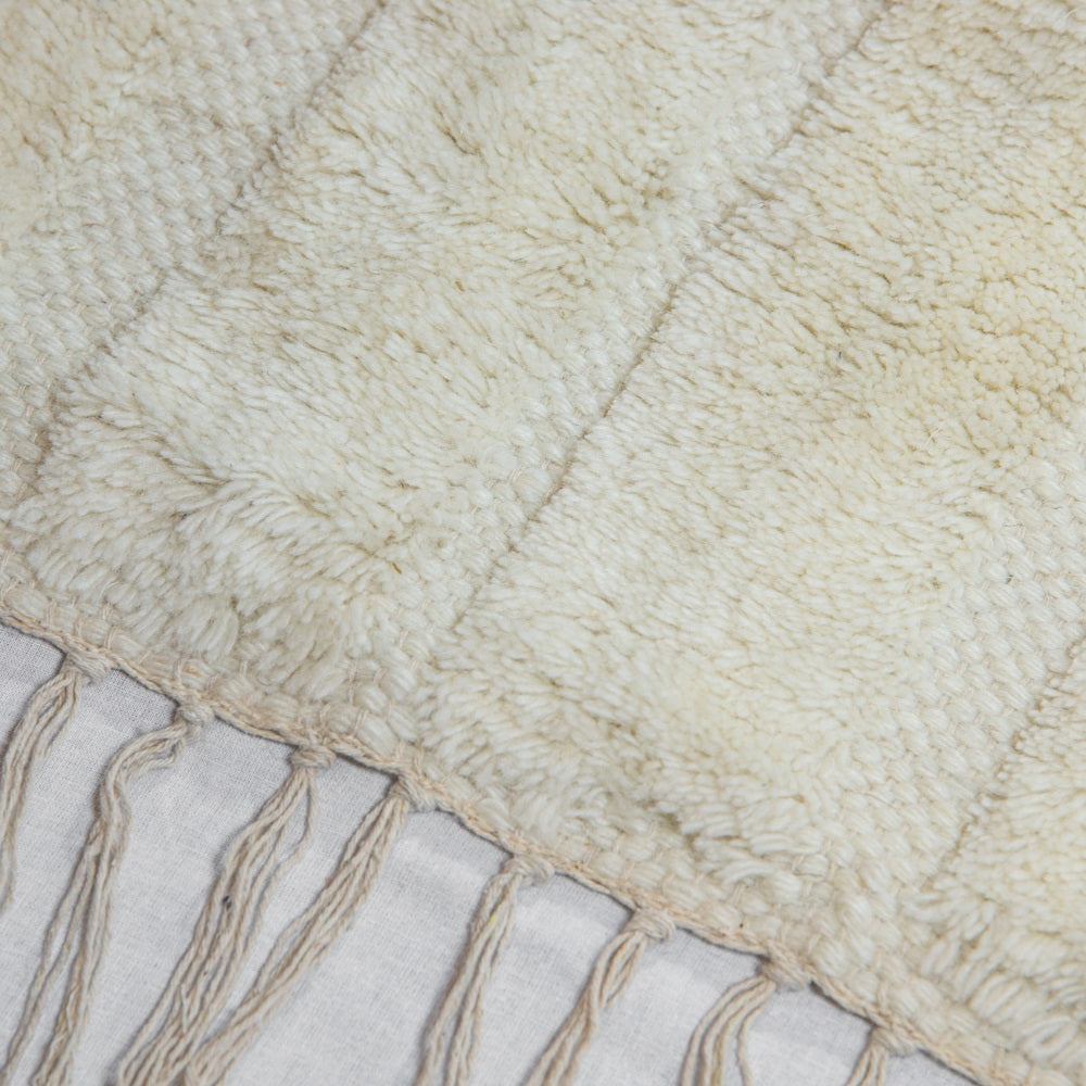 Design Fransenteppich Yashi Natural beige sand 3D Muster Modern 2 Größen Baumwolle