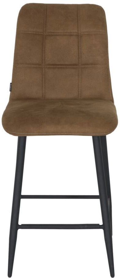 Tabouret de bar en microfibre Dexy disponible en 3 couleurs : anthracite, cognac et vert olive