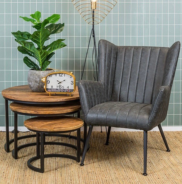 Fauteuil Foley en 2 coloris cognac anthracite similicuir