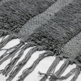 Tapis à franges Yashi gris motif 3D moderne 2 tailles coton