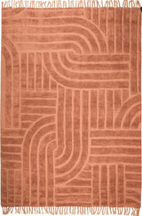 Design Fransenteppich Yashi terracotta rost braun 3D Muster Modern 2 Größen Baumwolle