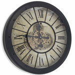 Lade das Bild in den Galerie-Viewer, Große Wanduhr Industrie Stil Zahnrad Zählwerk 60 cm Schwarz.
