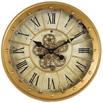 Lade das Bild in den Galerie-Viewer, 60 cm Vintage gold RIO Wanduhr mit Animation Zählwerk Zahnrad
