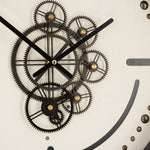 Lade das Bild in den Galerie-Viewer, Denver Zahnrad Wanduhr 46 cm Schwarz weiss animiert drehend
