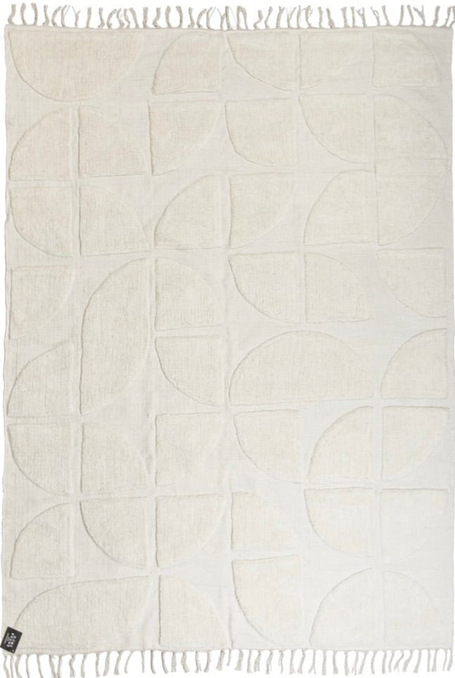 2 Natural Modern 3D Ronan Baumwolle | Megatische Fransenteppich Muster Design sand beige Größen