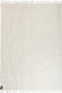 Design Fransenteppich Ronan Natural beige sand 3D Muster Modern 2 Größen Baumwolle