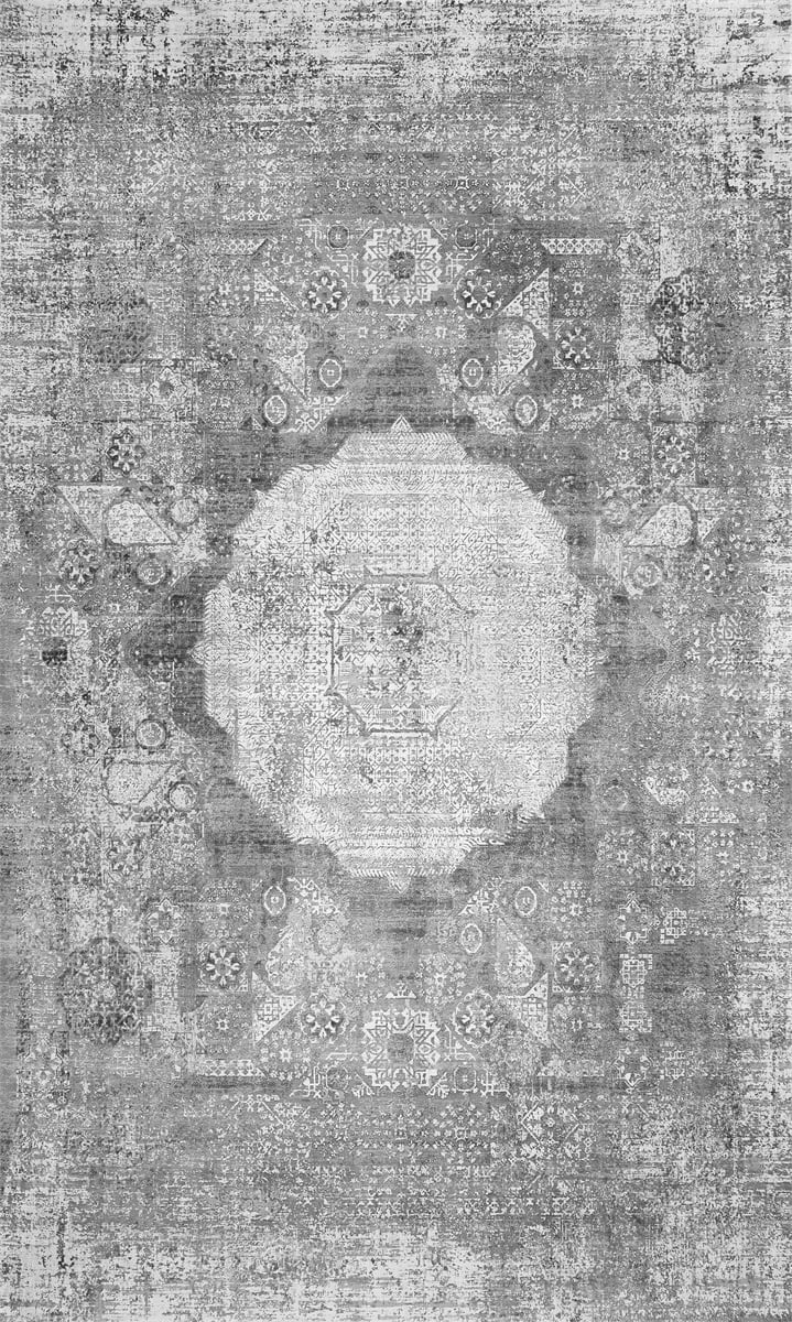 Tapis Tirse Moderne Vintage Blanc Gris Pierre en 2 dimensions