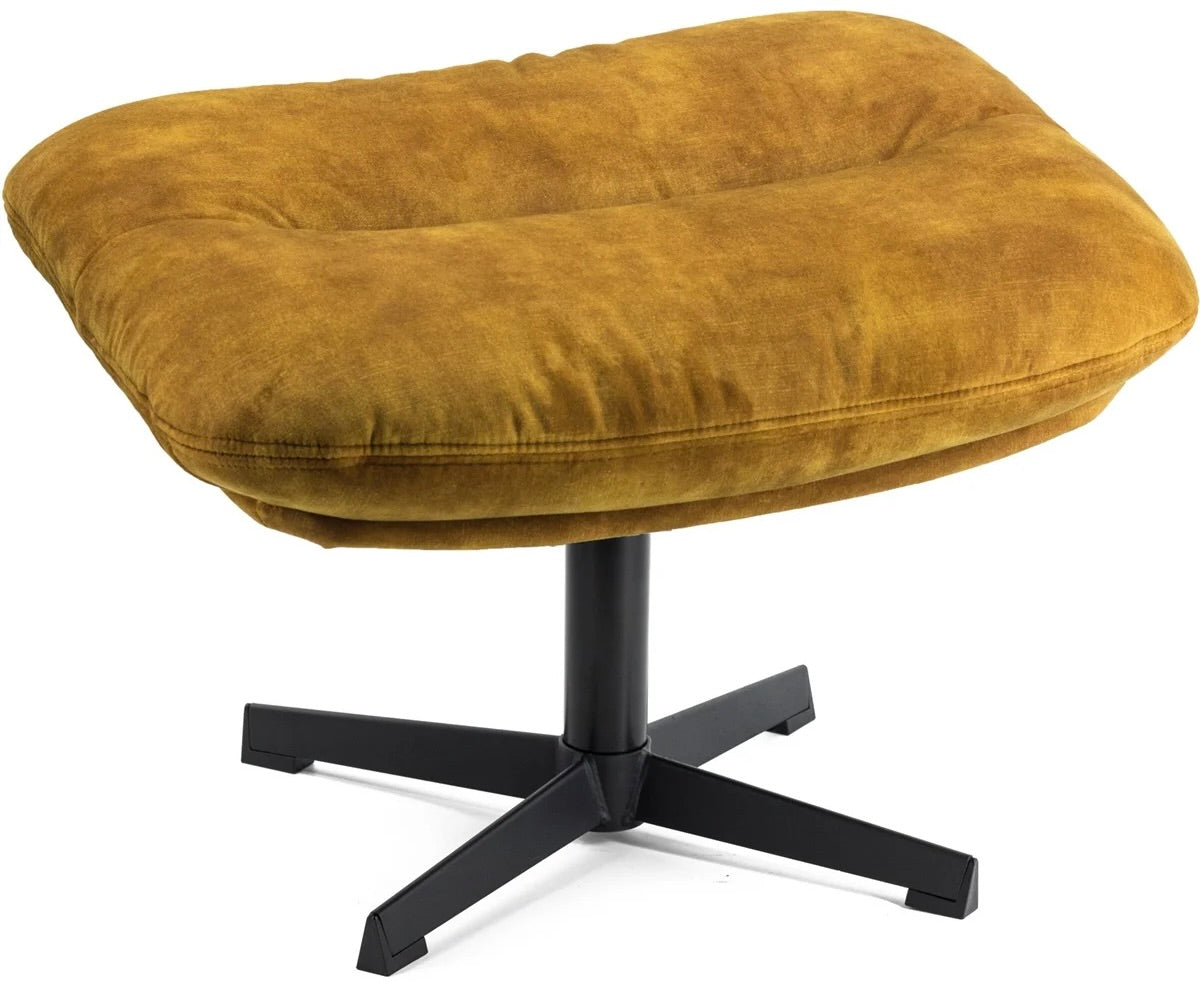 Fauteuil pivotant design en velours Peggy, fauteuil de réception ou de détente pour salon, jaune-doré