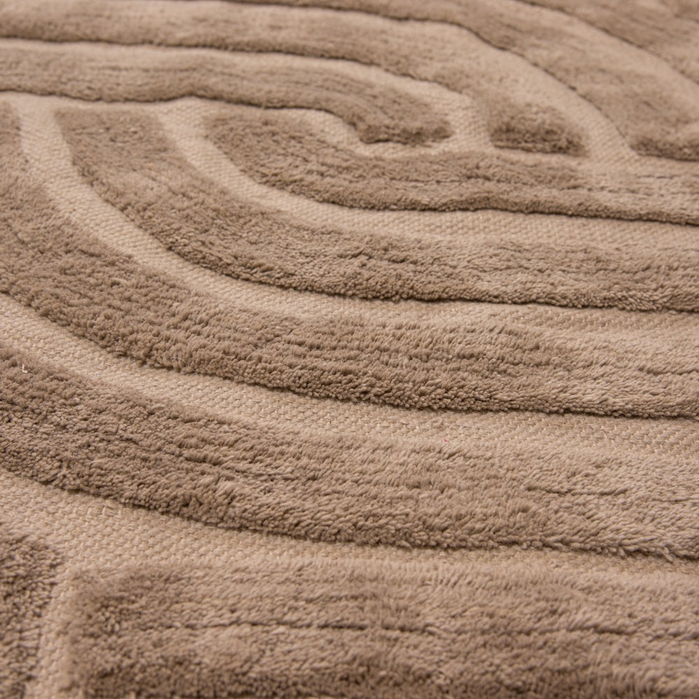 Design Fransenteppich Yashi beige braun sandfarbig 3D Muster Modern 2 Größen Baumwolle