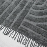 Tapis à franges Yashi gris motif 3D moderne 2 tailles coton