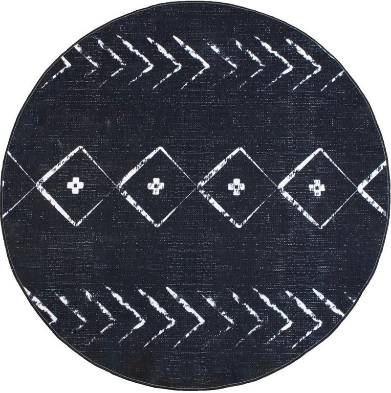 Teppich Uli rund Modern schwarz weiss 2 Größen
