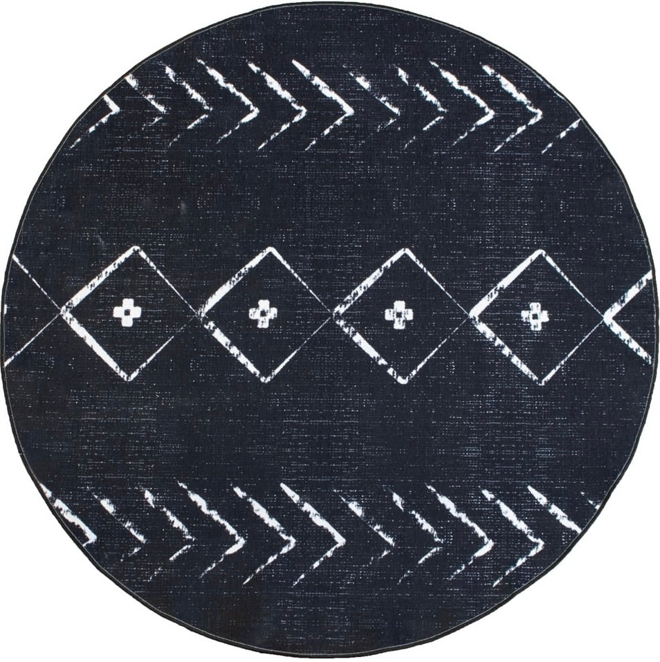 Teppich Uli rund Modern schwarz weiss 2 Größen