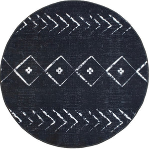 Teppich Uli rund Modern schwarz weiss 2 Größen