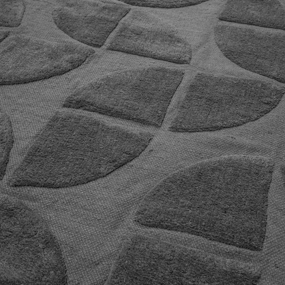 Design Fransenteppich Ronan grau 3D Muster Modern 2 Größen Baumwolle