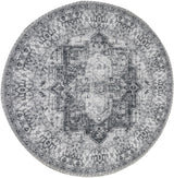 Teppich Fleuris rund Vintage anthrazit grau weiss in 160 cm