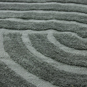 Design Fransenteppich Yashi dunkelgrün marine 3D Muster Modern 2 Größen Baumwolle