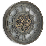 Horloge murale engrenage argent laiton métal mécanisme 60 cm