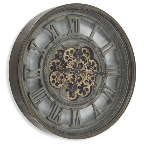 Old Uhrwerk mit Messing- Metall- Getriebe und Zahnräder, Stock Bild