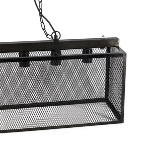 Industrial Hängelampe con Gaze schwarz Metall Mango Holz
