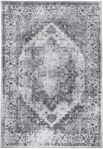 Teppich Fleuris Vintage anthrazit grau weiss in 2 Größen