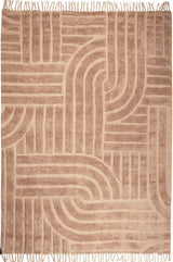 Design Fransenteppich Yashi beige braun sandfarbig 3D Muster Modern 2 Größen Baumwolle