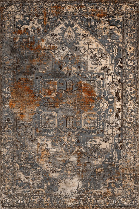 Design Teppich Gabi Vintage grau-anthrazit/ beige/ braun-kupfer Multicolor in 2 Größen mit Muster