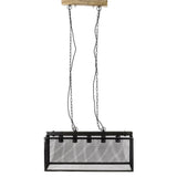 Industrial Hängelampe con Gaze schwarz Metall Mango Holz