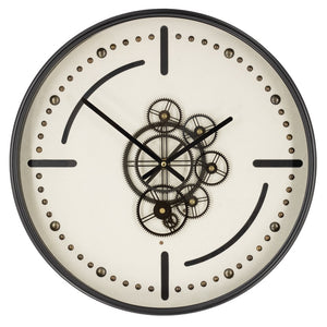 Denver Zahnrad Wanduhr 46 cm Schwarz weiss animiert drehend