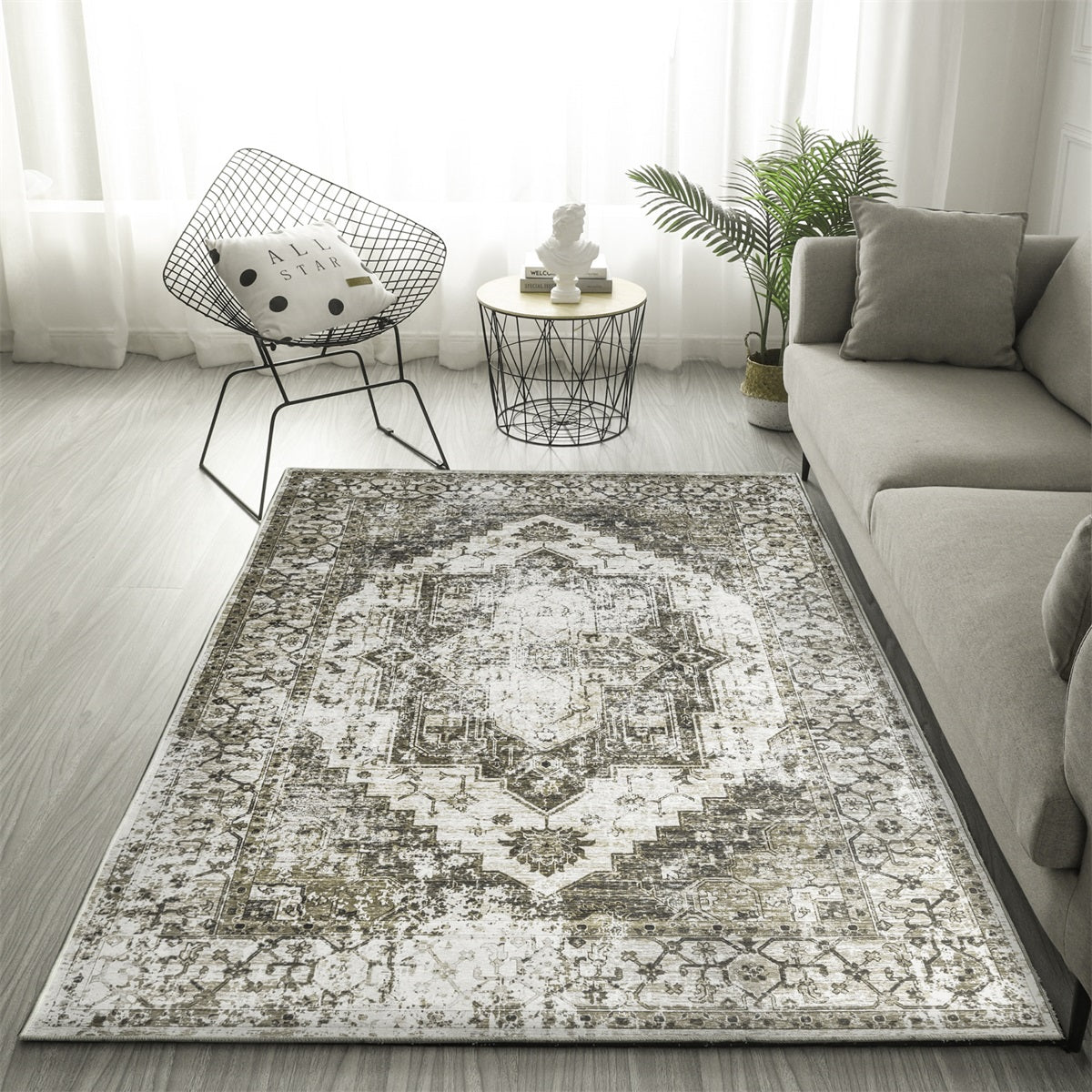 Teppich Sarah Vintage creme braun grau in 2 Größen