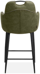 Barstuhl mit Armlehnen und Griff Mikrofaser Morry in 3 Farben Anthrazit Cognac-Braun Grün