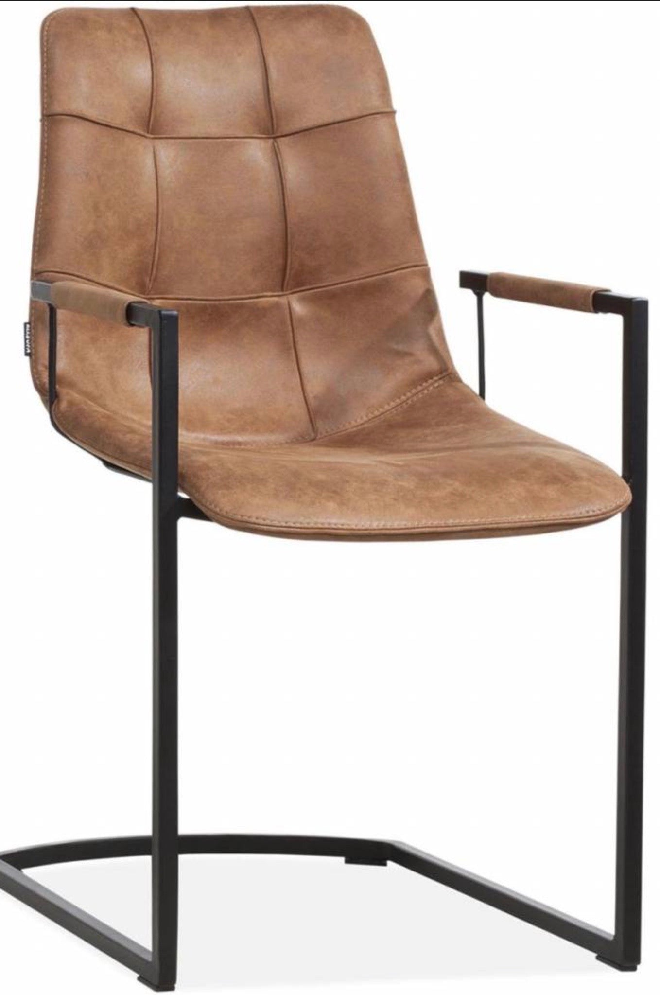 Freischwinger Armlehnenstuhl Condori Kunstleder in 3 Farben Cognac braun Olivgrün Anthrazit