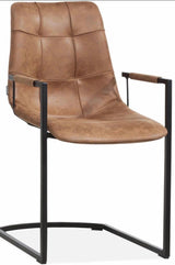 Freischwinger Armlehnenstuhl Condori Kunstleder in 3 Farben Cognac braun Olivgrün Anthrazit