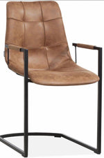 Lade das Bild in den Galerie-Viewer, Freischwinger Armlehnenstuhl Condori Kunstleder in 3 Farben Cognac braun Olivgrün Anthrazit

