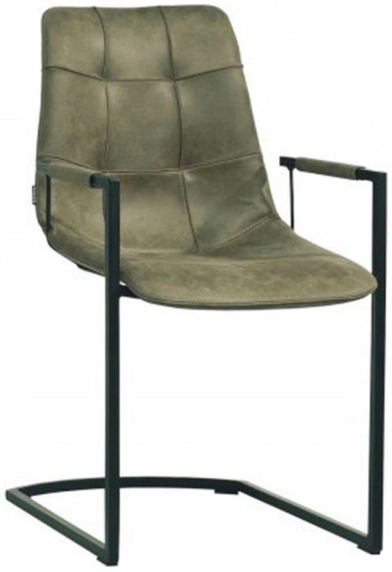Freischwinger Armlehnenstuhl Condori Kunstleder in 3 Farben Cognac braun Olivgrün Anthrazit
