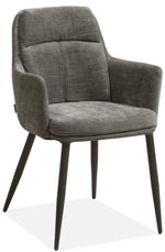 Lade das Bild in den Galerie-Viewer, Armlehnen Stuhl Don Stoff in 3 Farben Ash-Grau Schwarz und Toffee-Beige
