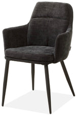 Lade das Bild in den Galerie-Viewer, Armlehnen Stuhl Don Stoff in 3 Farben Ash-Grau Schwarz und Toffee-Beige
