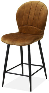 Tabouret de bar Fasty en velours, disponible en 3 coloris : anthracite, marron cognac et vert foncé
