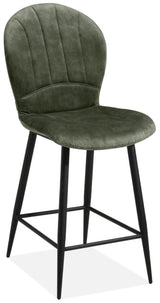 Tabouret de bar Fasty en velours, disponible en 3 coloris : anthracite, marron cognac et vert foncé