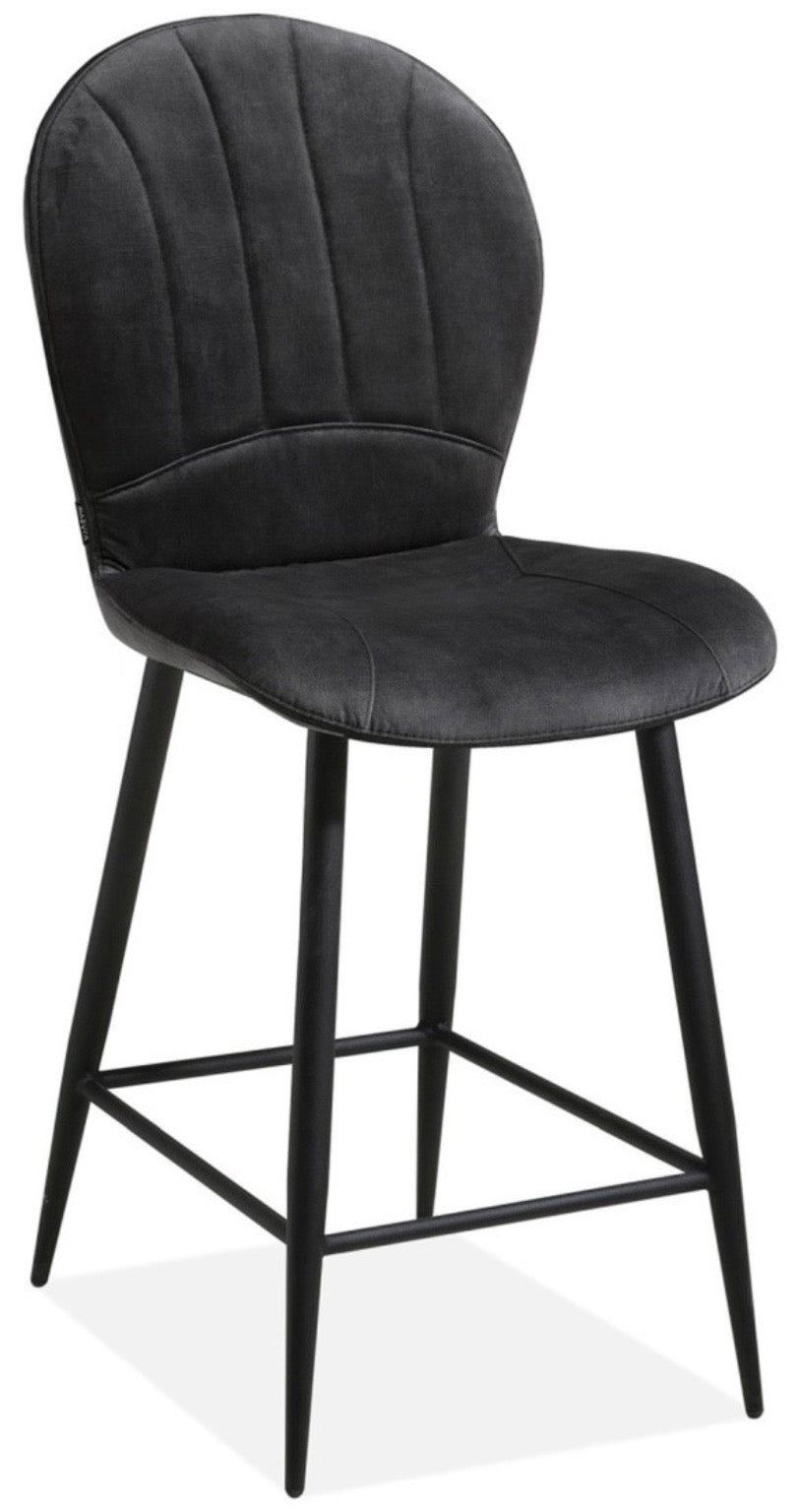 Tabouret de bar Fasty en velours, disponible en 3 coloris : anthracite, marron cognac et vert foncé