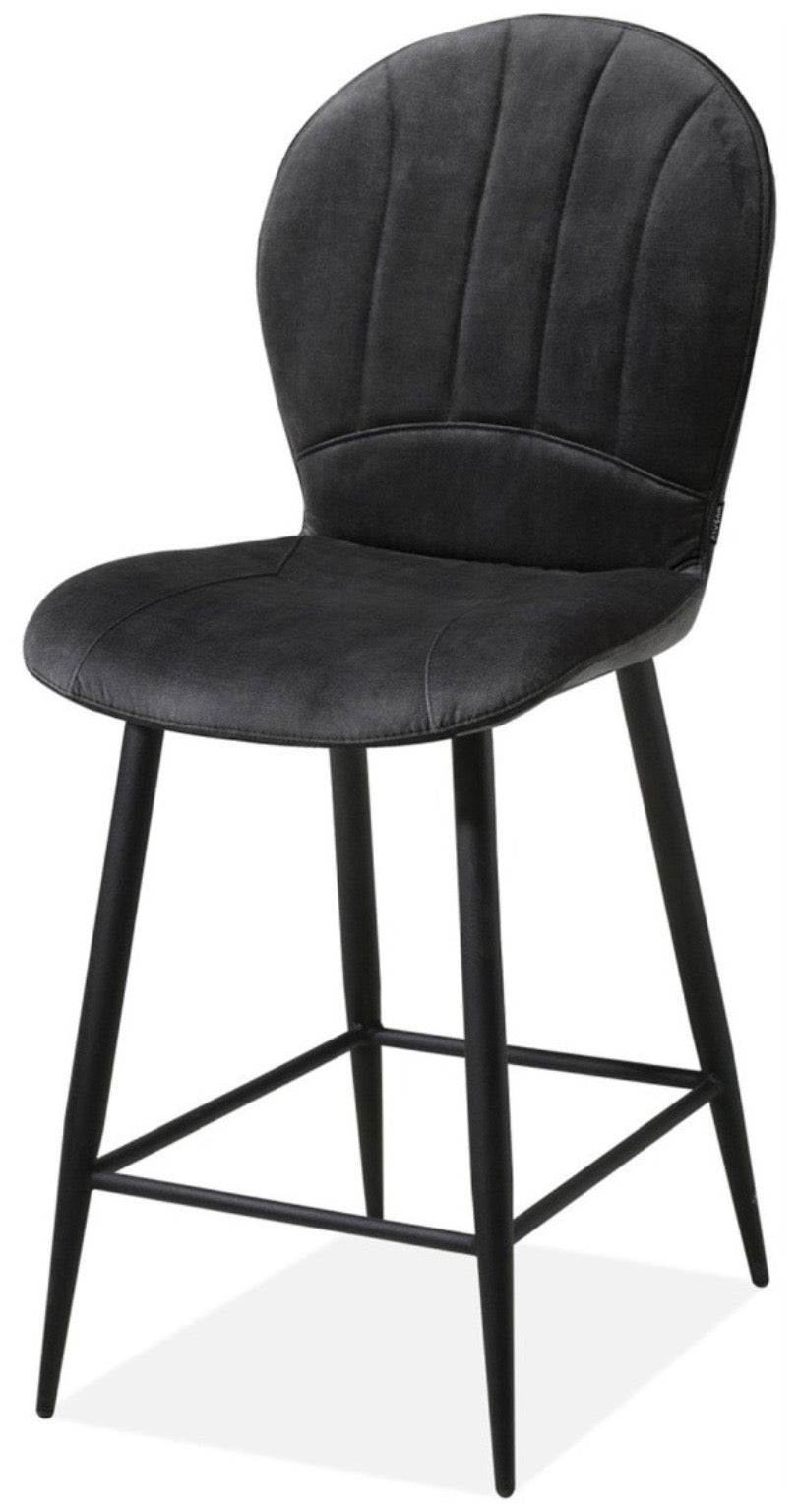 Tabouret de bar Fasty en velours, disponible en 3 coloris : anthracite, marron cognac et vert foncé