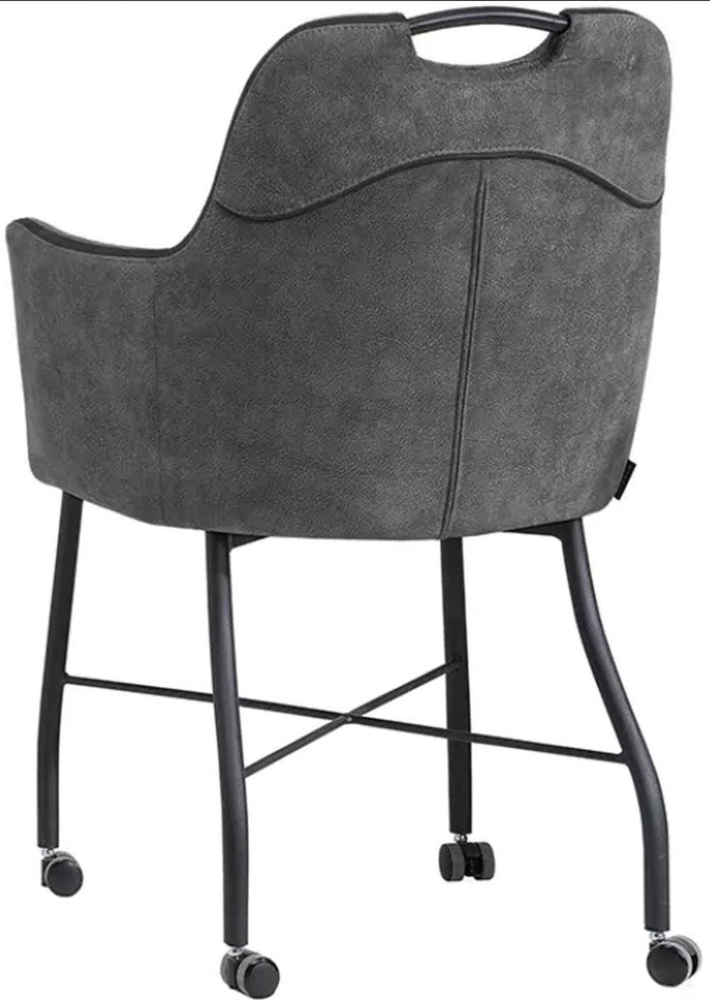 Fauteuil à roulettes Flora en microfibre, disponible en 4 couleurs : gris clair, marron cognac, vert, anthracite.