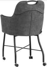 Fauteuil à roulettes Flora en microfibre, disponible en 4 couleurs : gris clair, marron cognac, vert, anthracite.