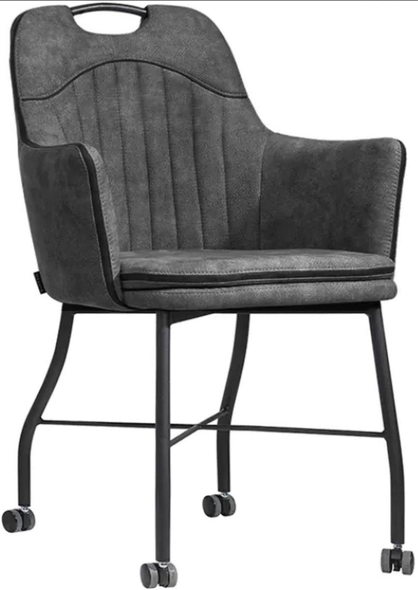 Fauteuil à roulettes Flora en microfibre, disponible en 4 couleurs : gris clair, marron cognac, vert, anthracite.