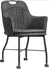 Fauteuil à roulettes Flora en microfibre, disponible en 4 couleurs : gris clair, marron cognac, vert, anthracite.