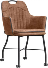 Fauteuil à roulettes Flora en microfibre, disponible en 4 couleurs : gris clair, marron cognac, vert, anthracite.